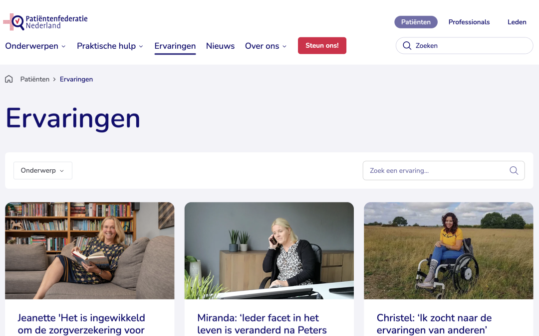 Patiëntenfederatie Nederland: ervaringsverhalen